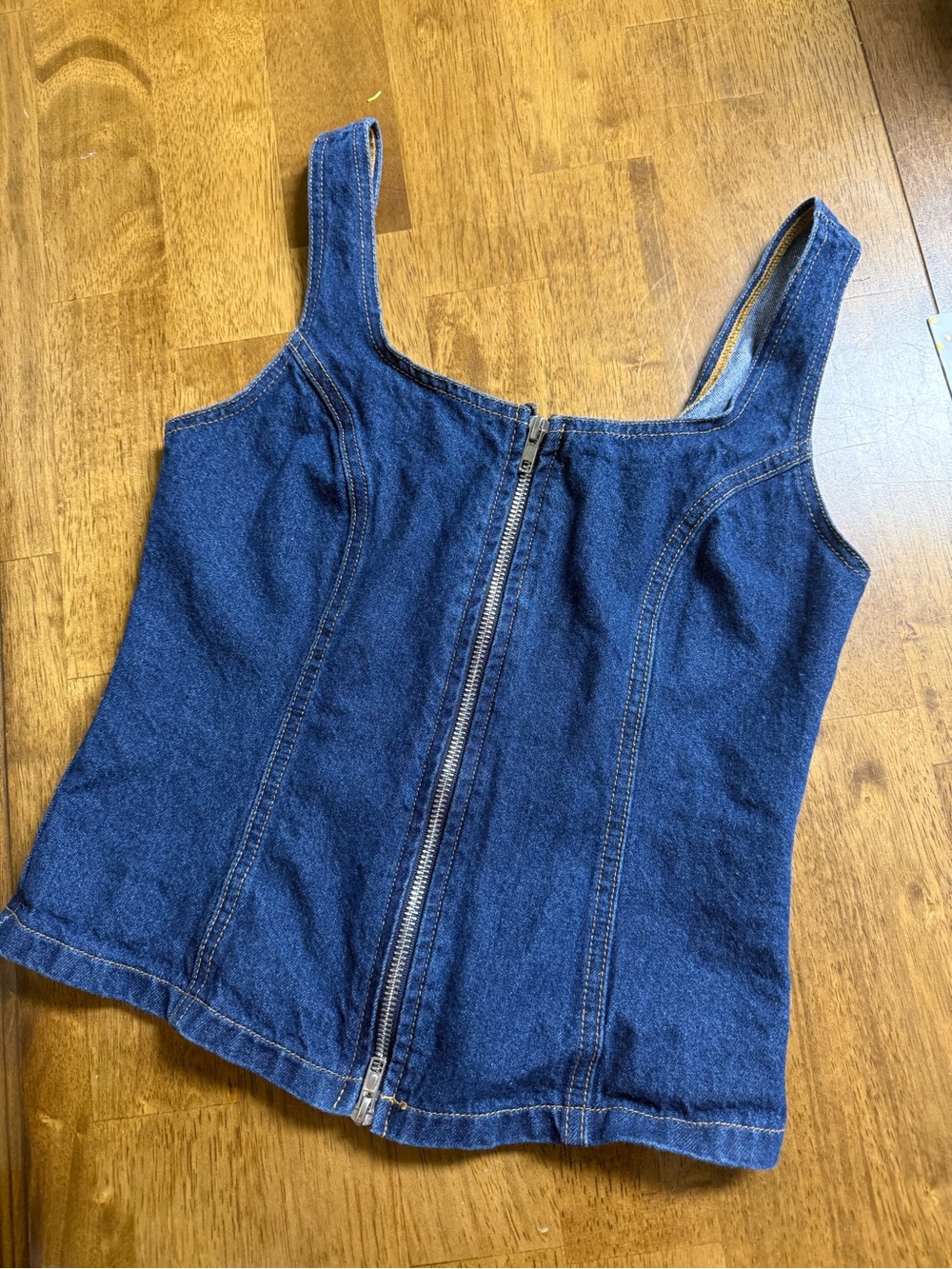 Denim Zip-Front Tank Top - Blue
